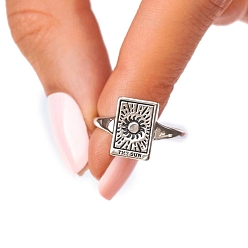 Солнце Кольца-печатки из сплава в стиле карты Таро для женщин, прямоугольные, солнце, размер США 7 1/4 (17.5 мм)