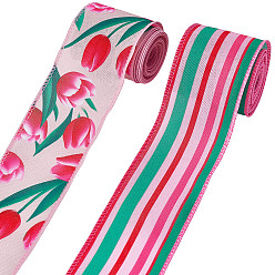 Цветок 2 рулоны мешковинных лент, с железным краем, цветок, 2-1/2 дюйм (64 мм), около 5.00 ярдов (4.57 м) / комплект