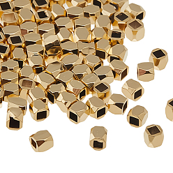 Настоящее золото 24K 100 шт. Латунные распорные втулки, долговечный, граненые колонки, реальный 24 k позолоченный, 3x3~3.5 мм, отверстие : 1.4 мм
