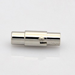 Stainless Steel Color Column 304 Stainless Steel Locking Tube Magnetic Clasps, Stainless Steel Color, 18x8mm, Hole: 6mm