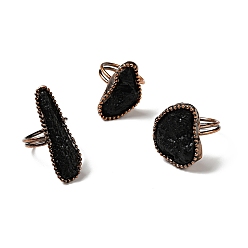 Gemstone Массивное открытое кольцо-манжета с геометрией натурального тектита, украшения из латунной проволоки для женщин, Красная медь, без кадмия и без свинца, размер США 8 1/2 (18.5 мм)