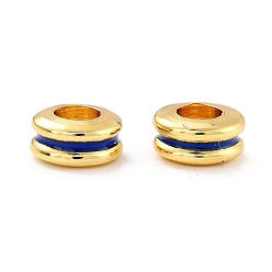 Blue Violet Brass Rack Plating, with Enamel Beads, Real 18K Gold Plated, Cadmium Free & Lead Free
 , Rondelle, Blue Violet, 6x3mm, Hole: 3mm