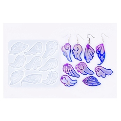 Белый Формы для подвесок своими руками, силиконовые формы для литья, для уф-смолы, изготовление изделий из эпоксидной смолы, крыло, белые, 102.5x95.5x4 мм, отверстие : 1.5 мм