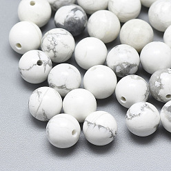 Howlita Perlas naturales howlite, medio-perforado, rondo, 8 mm, medio agujero: 1.2 mm