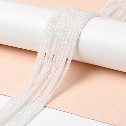 Rainbow Moonstone Бусины из натурального радужного лунного камня, граненые, кубические, 2~2.5x2~2.5x2 мм, отверстие : 0.5 мм, около 176~177 шт / нитка, 15.39~15.47 дюйм (39.1~39.3 см)