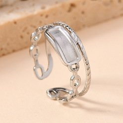 Нержавеющая Сталь Цвет 201 открытые кольца манжеты из нержавеющей стали, прямоугольник с овальной цепью, цвет нержавеющей стали, внутренний диаметр: регулируемый