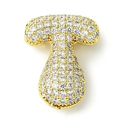 Letter T Стойки обшивки латунь кубического циркония подвески, без кадмия и без свинца, долговечный, алфавит, Письмо T, 22x17x8.5 мм, отверстие : 4x2 мм