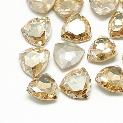 Золотая Тень Сделай сам указал назад k 9 стеклянные кабошоны со стразами, случайное цветное покрытие, граненые, треугольные, золотые тени, 12x12x4.5 мм