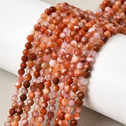 Red Agate Натуральный красный агат бисер нитей, круглые, граненые, 3~3.5 мм, отверстие : 0.6 мм, около 120~122 шт / нитка, 15.16~15.35'' (38.5~39 см)