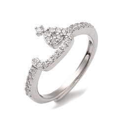 Платина Стойка с покрытием из латуни с кубическим цирконием и арабскими буквами, регулируемые кольца для женщин, без кадмия и без свинца, долговечный, платина, 9x10.2 мм, внутренний диаметр: 18.2 мм