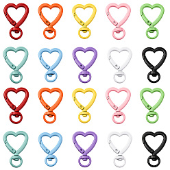 (52) Непрозрачная лаванда 20 шт. 10 цвета сердечек, окрашенные распылением, поворотные застежки из сплава, разноцветные, 38.5x26.5x5.5 мм, отверстие : 5x8 мм, 2 шт / цвет