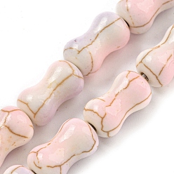 Лавандовый румянец Синтетические бирюзовые бусины, покрытые краской для выпечки, с эмалью, кость, лавандовый румянец, 13x7.5~8 мм, отверстие : 1.4 мм, около 27 шт / нитка, 14.96~15.08'' (38~38.3 см)