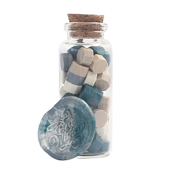 Teal Sealing Wax Particles, for Retro Seal Stamp, Octagon, Teal, Bottle: 30x77mm, 60pcs/bottle