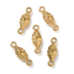 Настоящее золото 18K 304 ссылки нержавеющей стали, подвески-соединители в форме ромба, ионное покрытие (ip), реальный 18 k позолоченный, 12x4.5x2.5 мм, отверстие : 1 мм