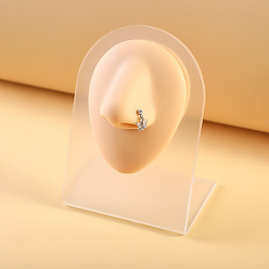 Бабочка 316l хирургические кольца для носа из нержавеющей стали с микропрорезью и прозрачным кубическим цирконием в форме буквы L, цвет нержавеющей стали, бабочка, 7 мм, штифты : 0.8 мм