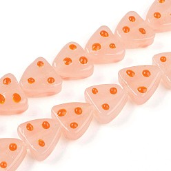 Легкий Лосось Бусы лэмпворк ручной работы, треугольник с точкой, светлый померанцевый, 12~14x13.5~14x6.5~8 мм, отверстие : 1.2~1.5 мм, около 35 шт / нитка, 17.72 дюйм (45 см)