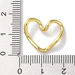 Real 18K Gold Plated Rack Plated Brass Heart Links, Long-Lasting Plated, Lead Free & Cadmium Free, Real 18K Gold Plated, 16x18x6mm