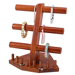 Коричневый Комплект украшений из цельного дерева, подставки для колец, браслетов, ожерелий, коричневые, 17x21x23 см