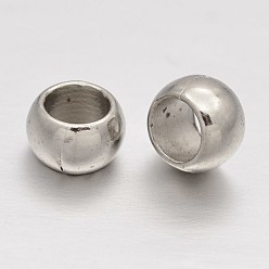 Platinum CCB Plastic European Beads, Large Hole Rondelle Beads, Platinum, 6x4mm, Hole: 4mm