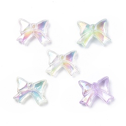 Mixed Color UV Plating Rainbow Iridescent Acrylic Beads, Bowknot, Mixed Color, 23x29.5x9mm, Hole: 1.8mm
