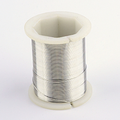 Silver Round Copper Jewelry Wire, Silver, 28 Gauge(0.3mm), about 164.04 Feet(50m)/roll