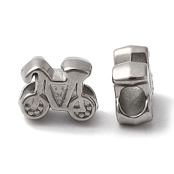 Нержавеющая Сталь Цвет Не тускнеет 304 европейские бусины из нержавеющей стали, бусины с большим отверстием, велосипед, цвет нержавеющей стали, 12.5x10x5.5 мм, отверстие : 4 мм