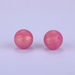 Misty Rose Round Silicone Focal Beads, Chewing Beads For Teethers, DIY Nursing Necklaces Making, Misty Rose, 15mm, Hole: 2mm