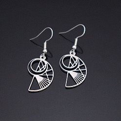 Stainless Steel Color 304 Stainless Steel Dangle Earrings, Fibonacci Spiral, Stainless Steel Color, 44x16.5mm