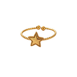 Star 304 Stainless Steel Cuff Open Rings for Women, Golden, Star, Inner Diameter: 15~20mm