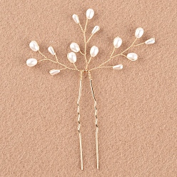 Золотой Пластиковые жемчужные заколки для волос, аксессуары для волос для женщин, золотые, 110x70 мм