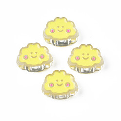 Шампанско-Желтый Прозрачные акриловые бусины, с эмалью, облако, шампанское желтый, 15x20x8 мм, отверстие : 3 мм