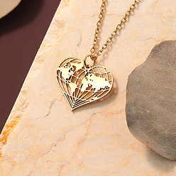 Золотой 201 Женское ожерелье с подвеской в виде сердца из нержавеющей стали и карты, золотые, 15.75 дюйм (40 см)