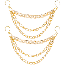 Золотой 2шт. алюминиевые цепи для ремней безопасности, с крюком из нержавеющей стали, золотые, 168 мм