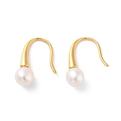 Real 18K Gold Plated Natural Pearl Dangle Earrings for Women, with Sterling Silver Findings, Real 18K Gold Plated, 18x6mm