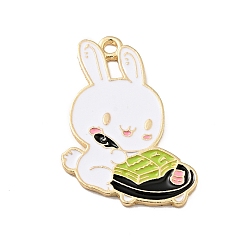 Book Эмалевые подвески из мультяшного сплава, золотой свет, кролика прелести, шаблон книги, 31x21.5x1.5 мм, отверстие : 2 мм