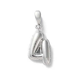 Платина Латунные подвески, числовые прелести, стойки покрытие, долговечный, без свинца и без кадмия, платина, 14.5x8x3 мм, отверстие : 4x2.5 мм