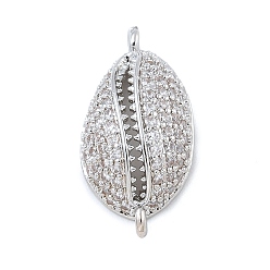 Платина Стойка покрытие латунь микропаве прозрачный кубический цирконий раковина разъем подвески, долговечный, без кадмия и без свинца, платина, 19.5x10x4.5 мм, отверстие : 1 мм