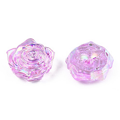 Фиолетовый Прозрачные кабошоны из абс-пластика, с покрытием AB цвета, роза, фиолетовые, 18x17x6.5 мм