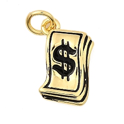 Настоящее золото 18K Латунь эмаль прелести, долговечный, без свинца и без кадмия, с целью перехода в кольце, доллар очарование, стойки покрытие, реальный 18 k позолоченный, 13.5x9.5x2.5 мм, отверстие : 3.5 мм