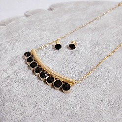 Реактивный Самолет 304 комплекты из серег-гвоздиков и ожерелий с подвесками из нержавеющей стали со стразами, труба и плоский круг, струя, 17.72 дюйм (45 см)