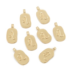 Лео Латунные подвески, долговечный, овальной формы с созвездием, реальный 18 k позолоченный, Лев, 24x12.5x2 мм, отверстие : 3.5x1.5 мм
