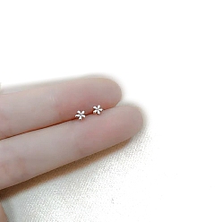 Цветок Сплав серьги для женщин, с 925 стерлинговым серебром, цветок, 14.5 мм