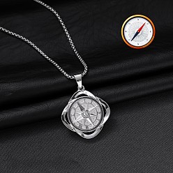 Другие Вращающийся кулон из сплава 316 цепочки из хирургической нержавеющей стали для мужчин, цвет нержавеющей стали, компас, 23.62 дюйм (60 см)