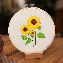 Цветок Стартовые наборы для вышивки своими руками, включая ткань для вышивания и нитки, игла, пяльцы, инструкция, цветок, 150 мм