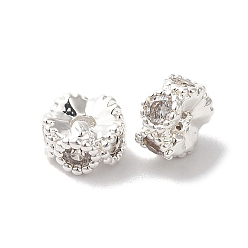 Посеребрённый Латунные микропаве из прозрачного кубического циркония, без кадмия, без никеля и без свинца, цветок, 925 серебро покрытием, 4.5x3 мм, отверстие : 1.2 мм