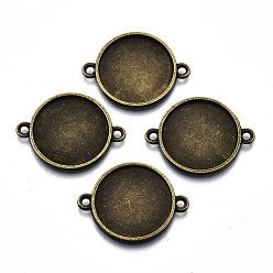 Античная Бронза Настройки соединителей кабошона сплава тибетского стиля, без кадмия, без никеля и без свинца, плоско-круглые, античная бронза, лоток : 16 мм, 24x18x2 мм, Отверстие : 1.8 мм , около 588 шт / 1000 г