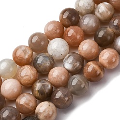 Multi-Moonstone Нити из бисера из натурального лунного камня класса аа, круглые, 12 мм, отверстие : 1 мм, около 32 шт / нитка, 15.5 дюйм
