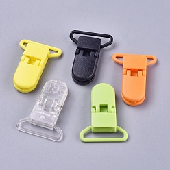 Mixed Color Eco-Friendly PC Plastic Baby Pacifier Clips, Mixed Color, 42x30mm, Hole: 25mm