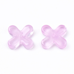 Сливовый Гальванические стеклянные бусины, клевер, слива, 10.5x10.5x2 мм, отверстие : 1 мм