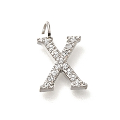 Letter X 304 микро нержавеющей стали прокладывать Цирконом подвески, подвески с буквой az~z, Письмо X, 12.5x8.5x2 мм, отверстие : 2 мм